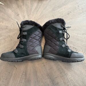 Columbia Boots Womens 6.5 Ice Maiden II Snow Black Faux Fur Lace-Up BL1581-011